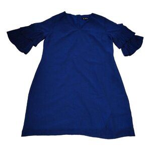 Sam Edelman Sheath Dress Women Size 10 Blue Flutter Sleeve V-neck Knee Length